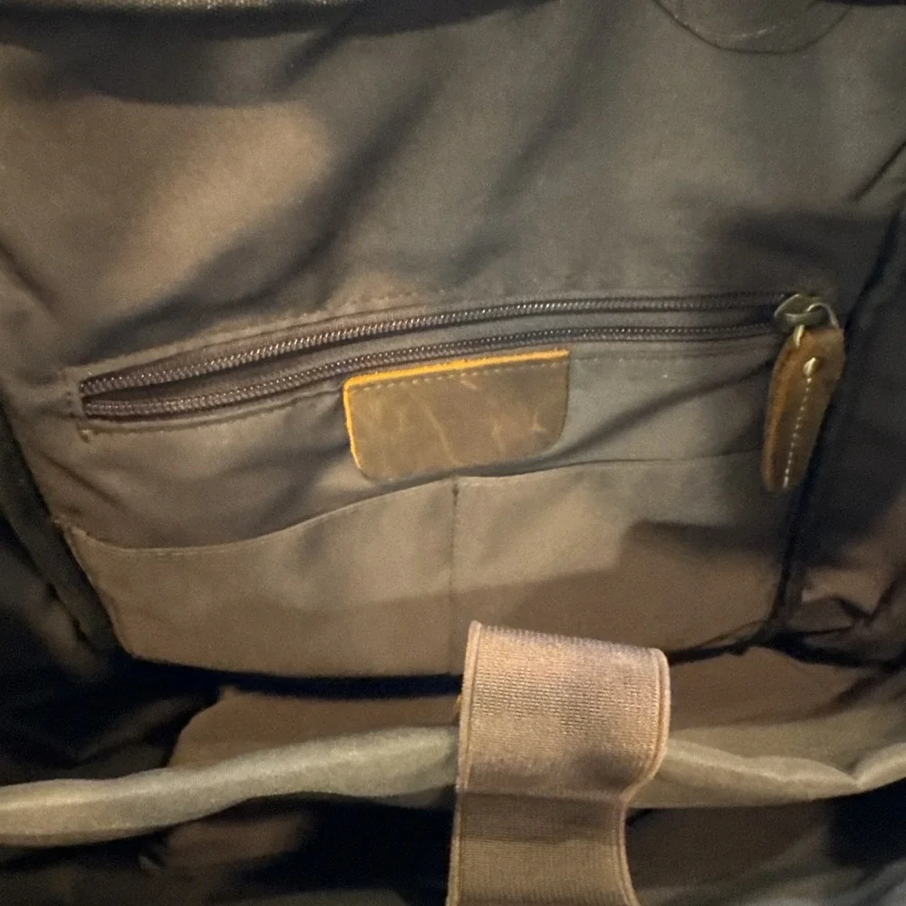 Leather Bag Laptop Backpack Genuine‎ Rucksack Vintage Travel Men's Brown 13x14
